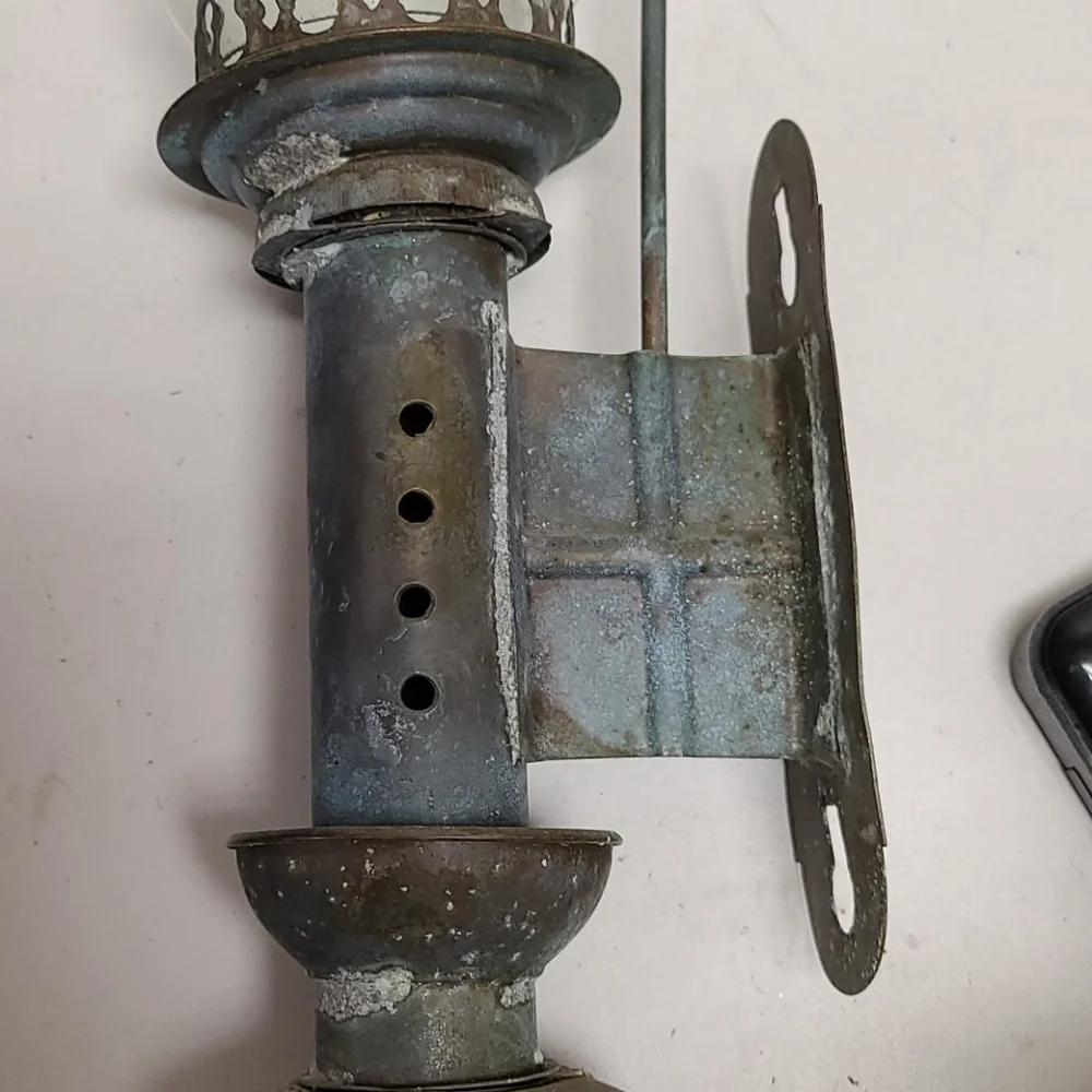 Antique Great Western Railway rustic oxidized Copper  Wall Lantern vintage